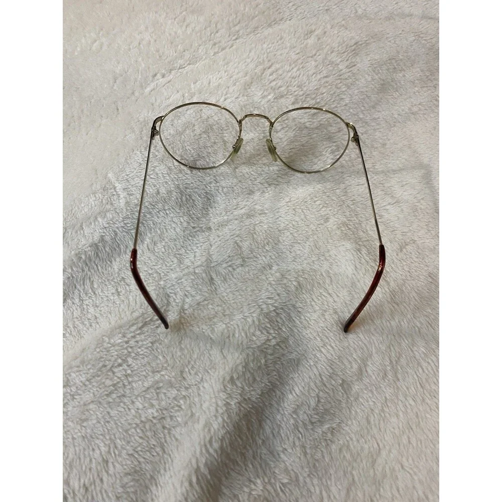 VTG 80s Vienna Line 1554 gold finish round eyeglasses frame Germany 40-52-20-140